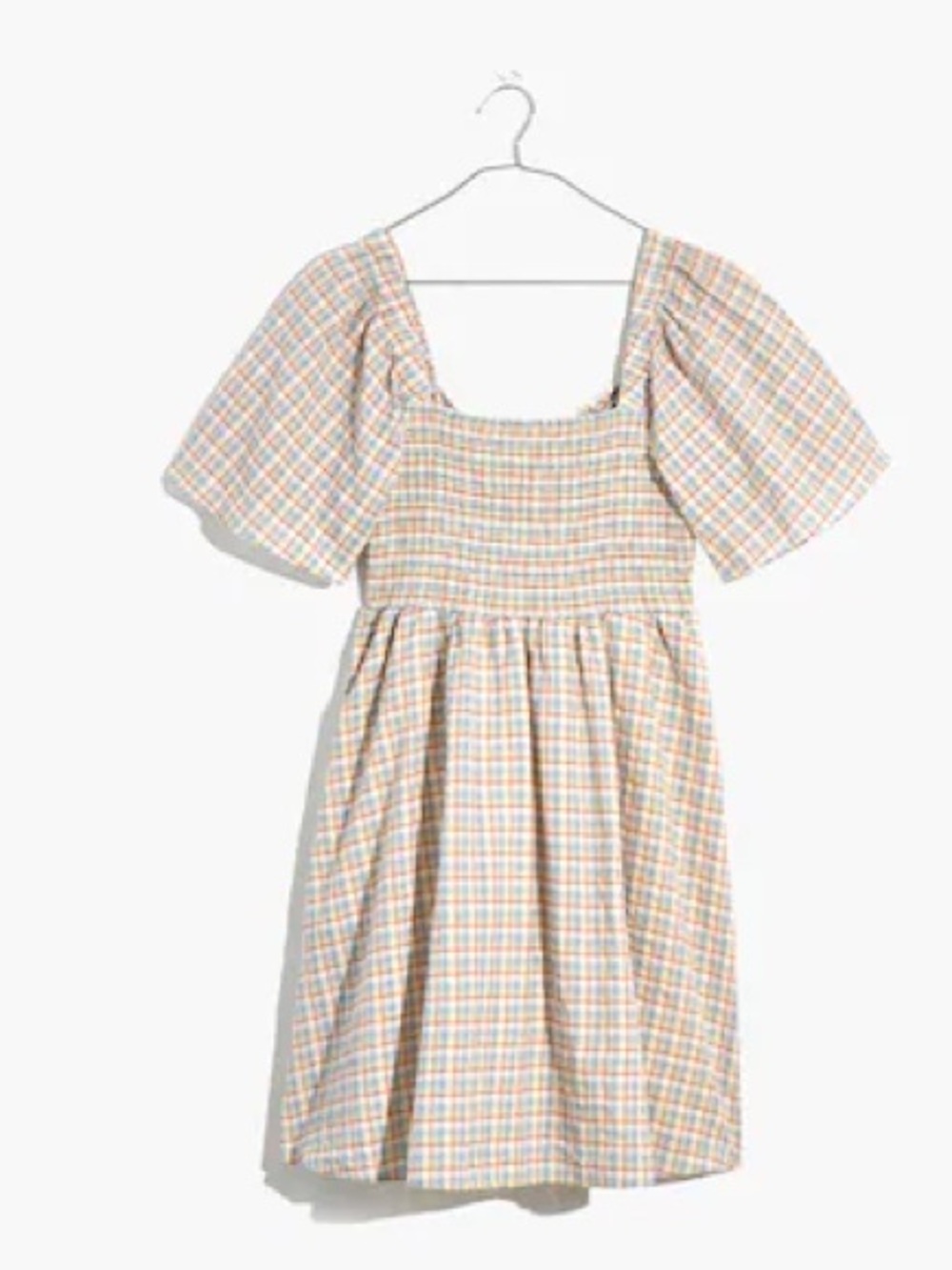 Madewell Seersucker Lucie Tie-Back Mini Dress in Plaid Terrace Blue Size 2X